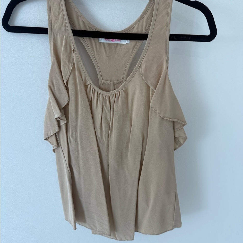 Alice & Trixie Beige Ruffle-Sleeve Tank Top